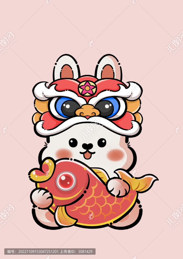 獅子頭兔子手抱魚