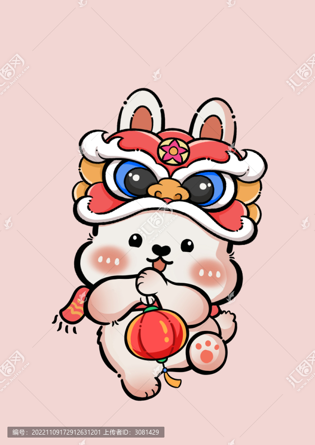 獅子頭兔子手拿燈籠