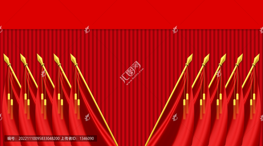 紅色背景十面紅旗