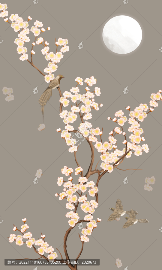 玄關花鳥壁畫