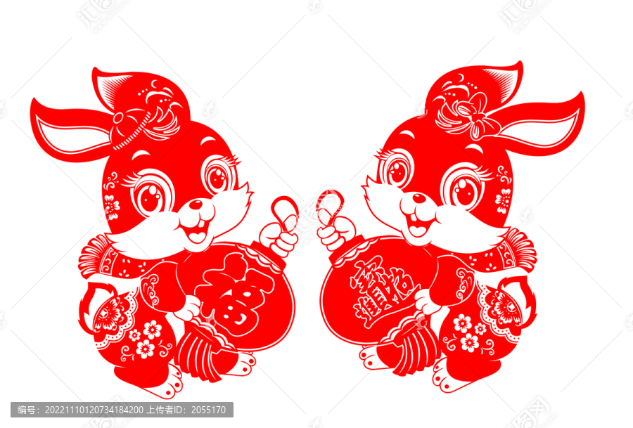 兔年窗花剪紙