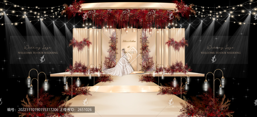 香檳紅色婚禮舞臺區(qū)