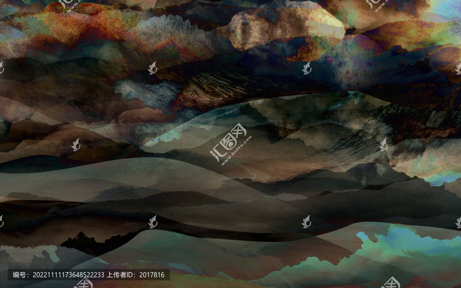 水墨潑墨山水