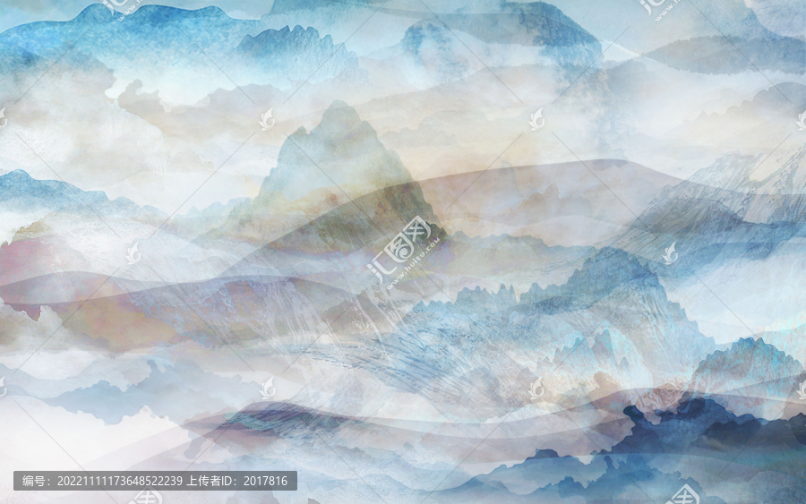 線條大氣抽象山水