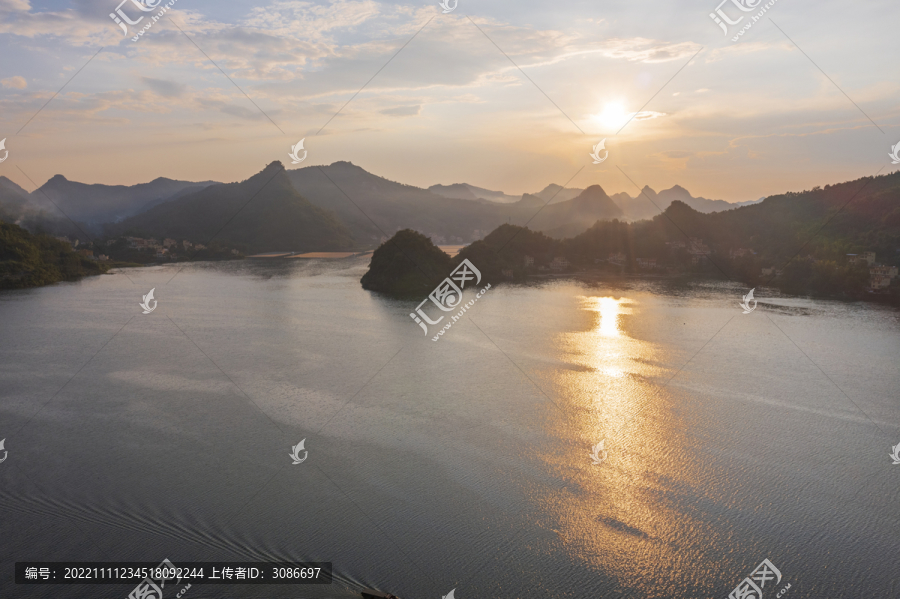 红水河大化岩滩夕阳