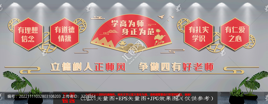 中式四有好老師文化墻