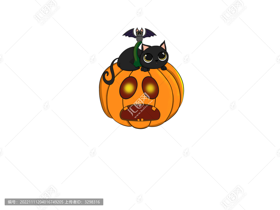 南瓜可愛(ài)黑貓萬(wàn)圣節(jié)