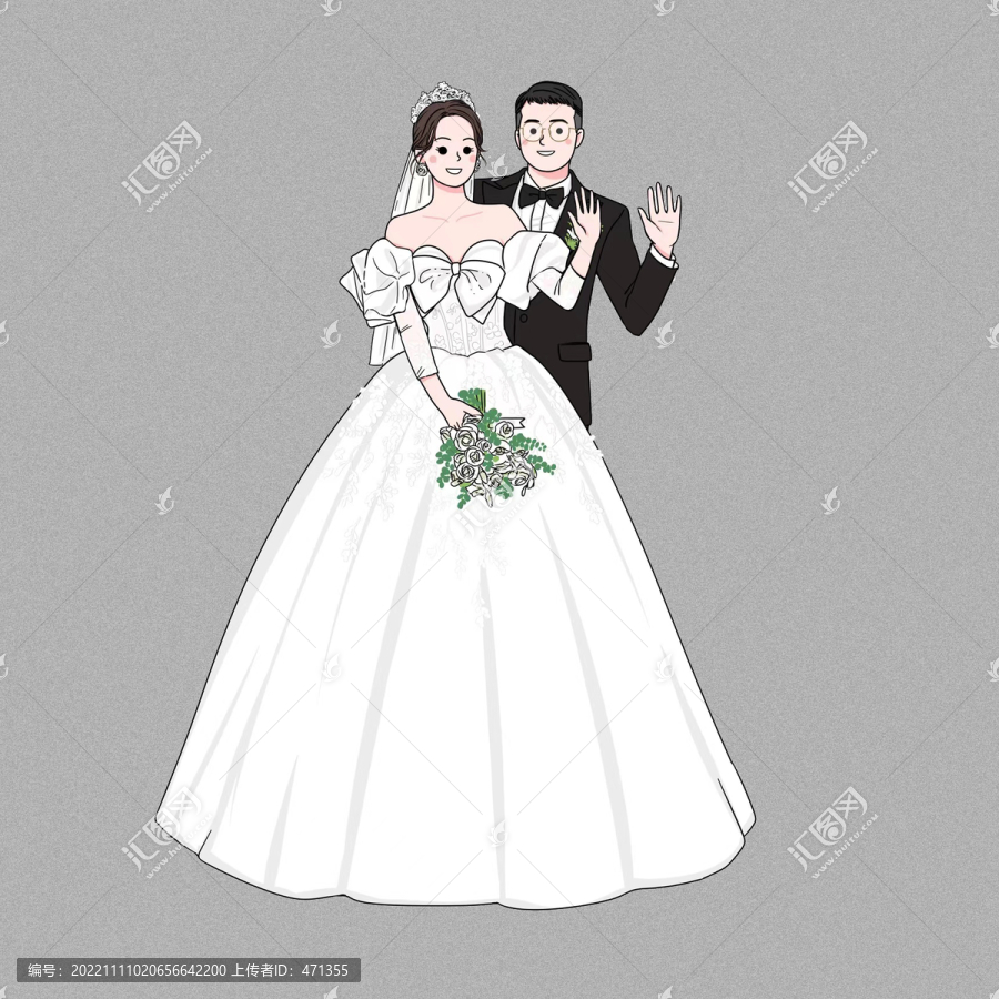 卡通婚禮新人立牌