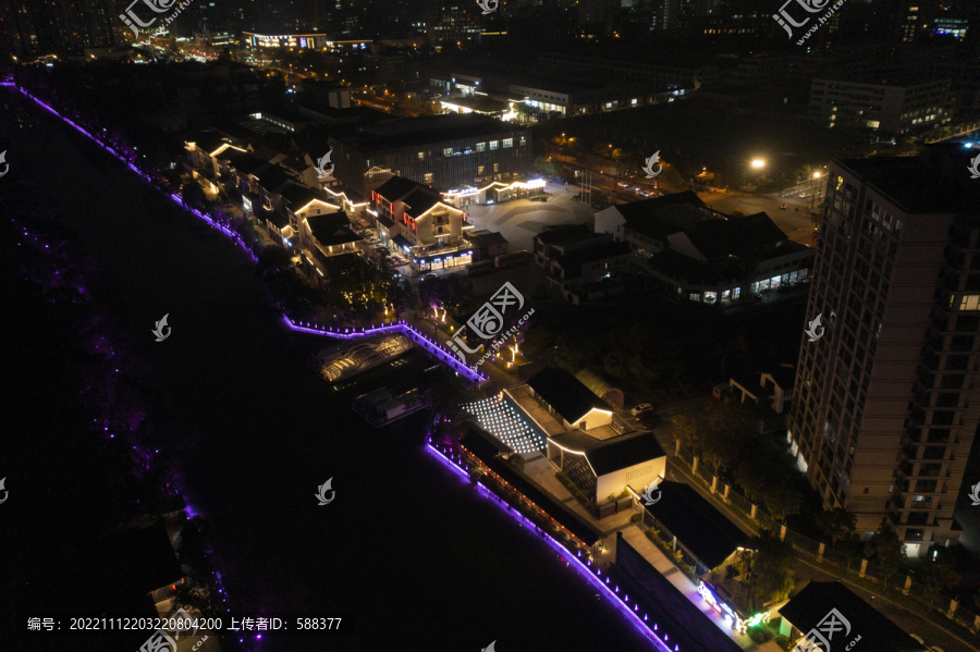 杭州市拱墅区上塘河古运河夜景