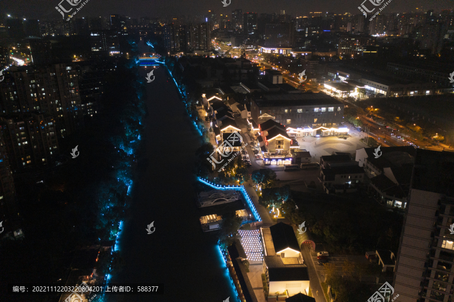 杭州市拱墅区上塘河古运河夜景