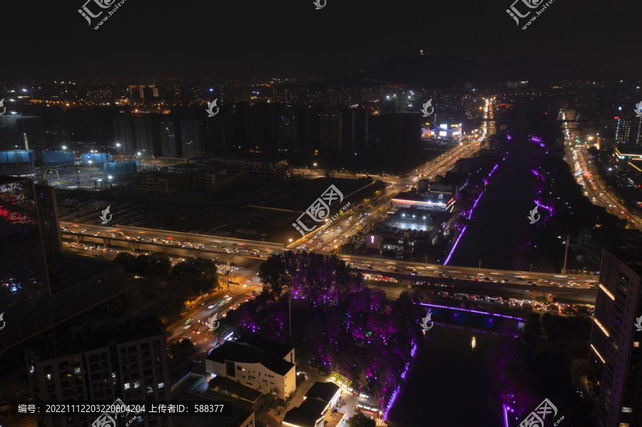 杭州市拱墅区上塘河古运河夜景