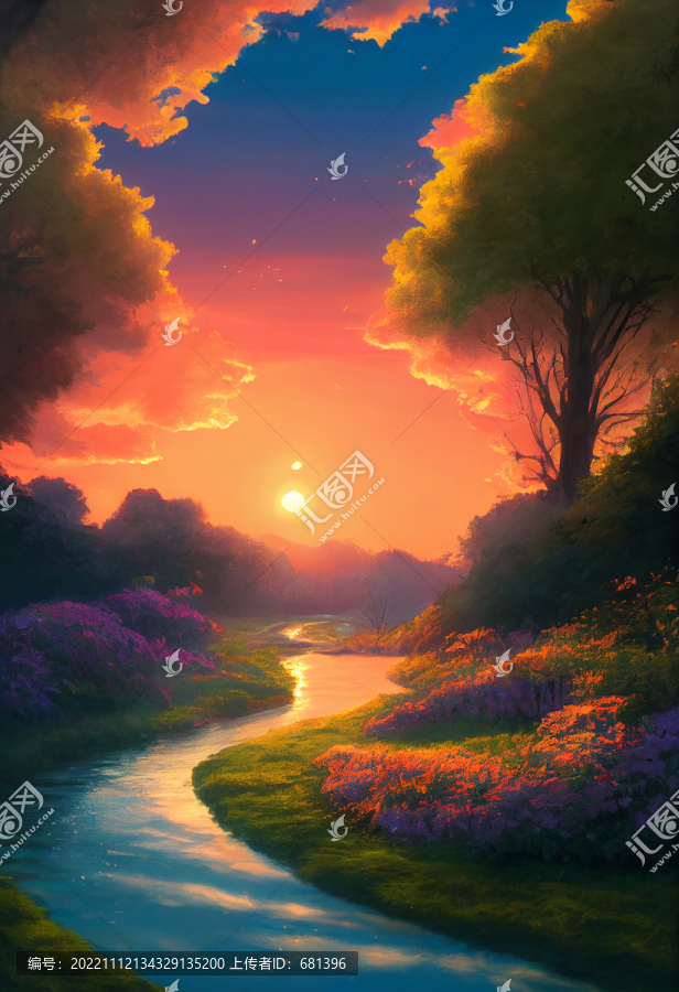 美麗的夕陽風景