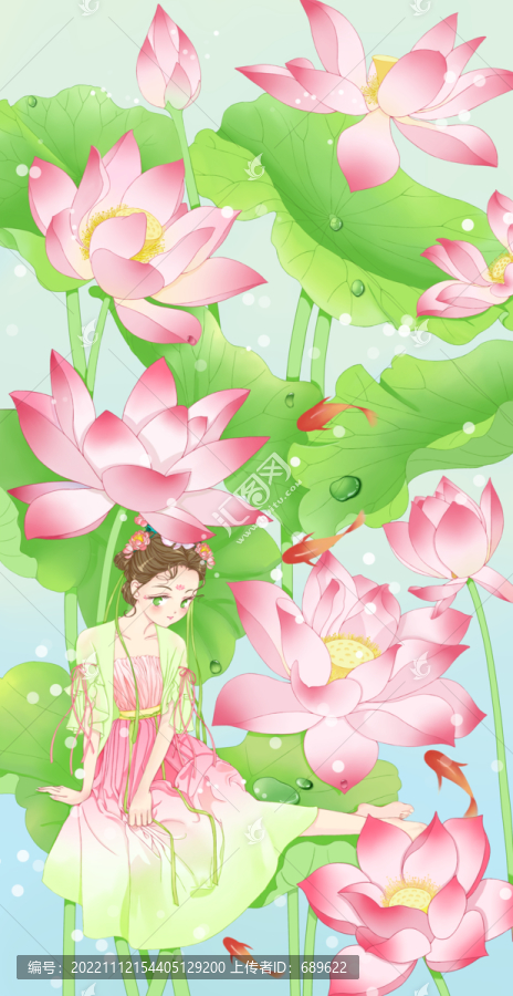 漢服少女荷花