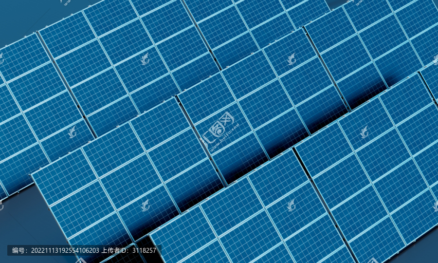 3D太阳能新能源发电板俯视