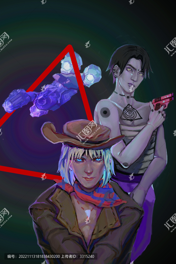 厚涂科幻星際飛船海盜雙人男性
