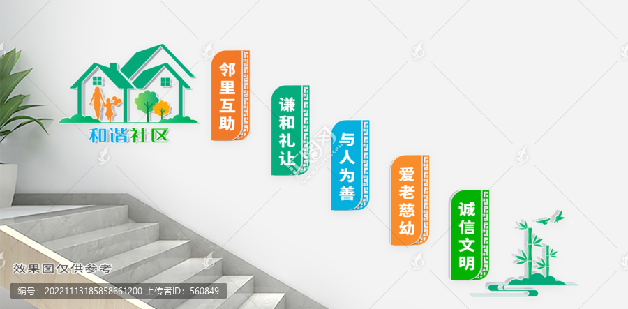 和諧文明社區(qū)樓梯文化墻