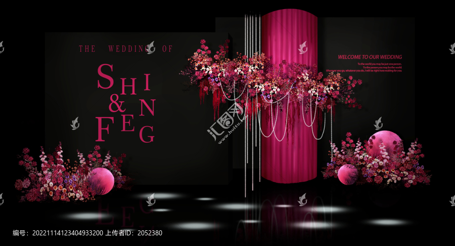 玫紅色婚禮效果圖