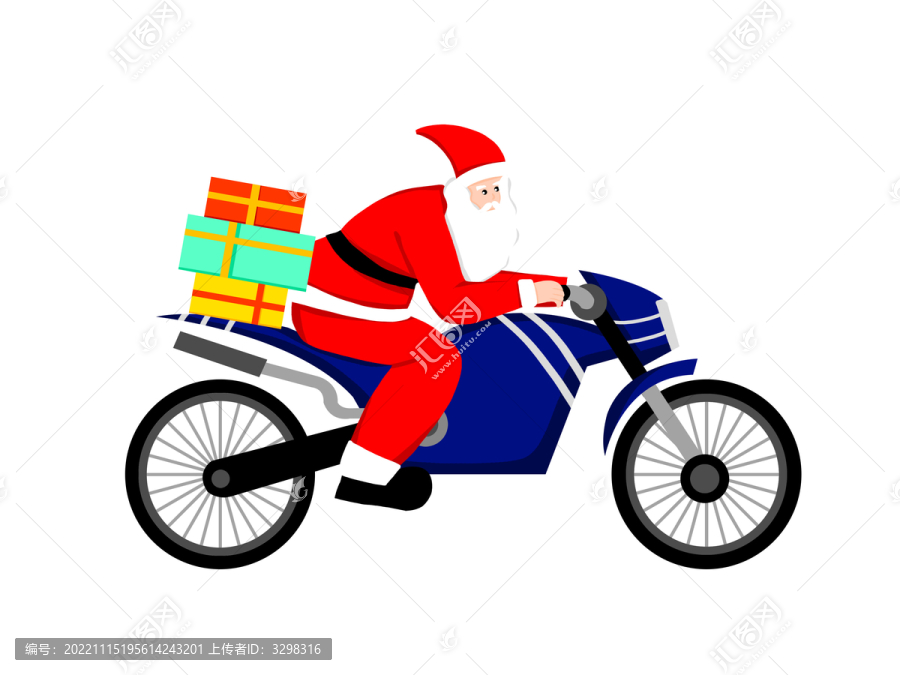 时尚圣诞老人摩托车送礼物