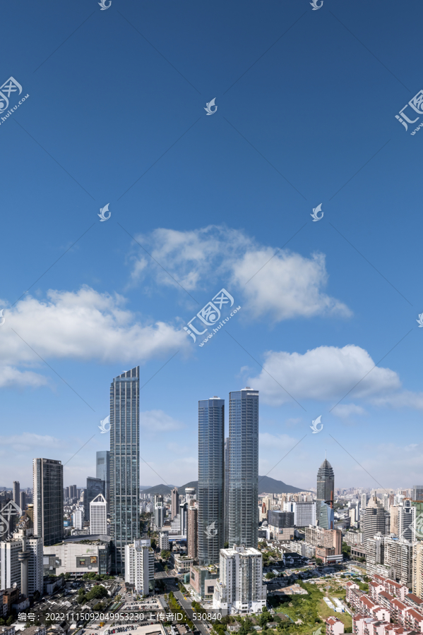 航拍无锡金融区摩天大楼
