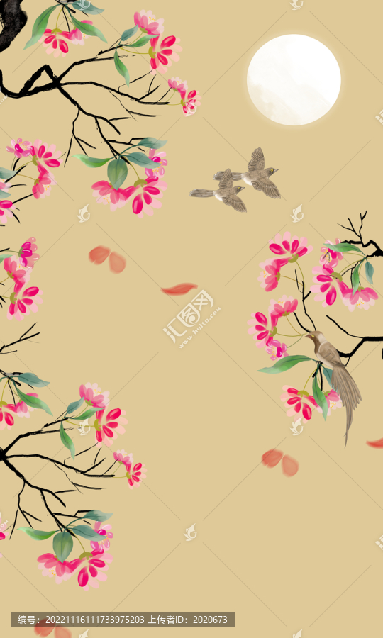 海棠花裝飾畫