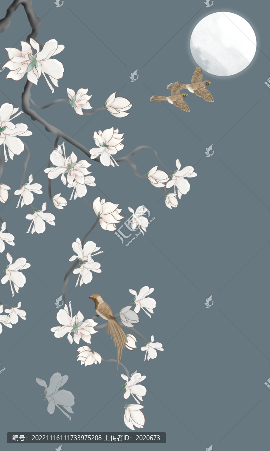 玉蘭花裝飾壁畫