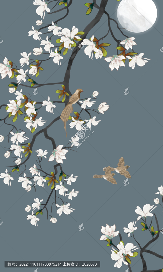 玉蘭花壁畫