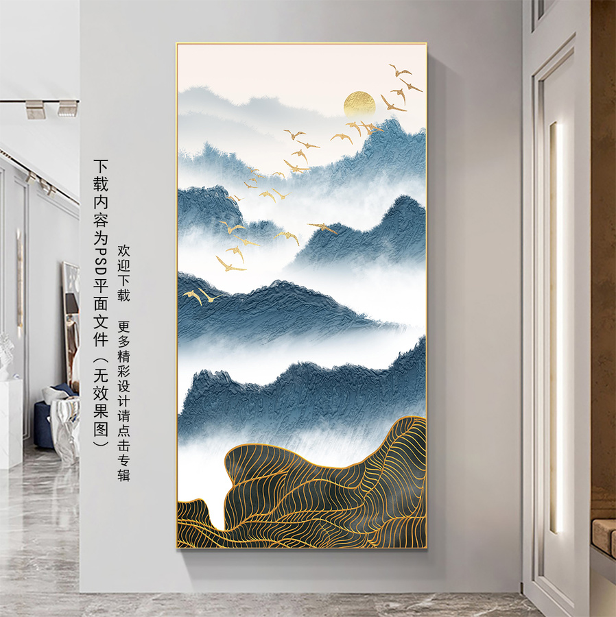 肌理油畫(huà)金色線條山水畫(huà)