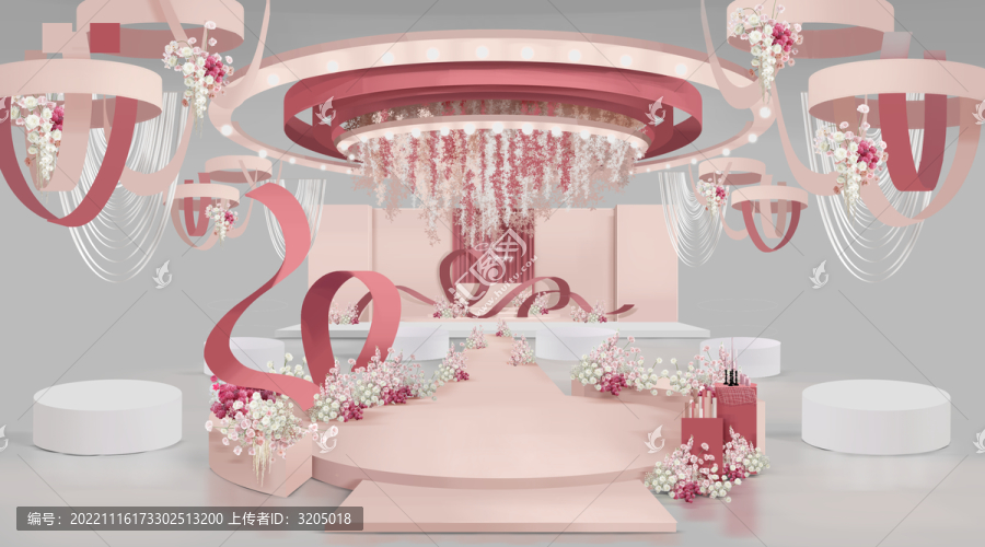 豆沙粉手繪婚禮效果圖