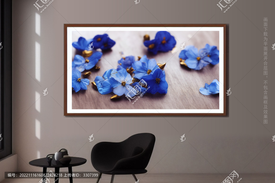 藍(lán)色意境花瓣花朵掛畫