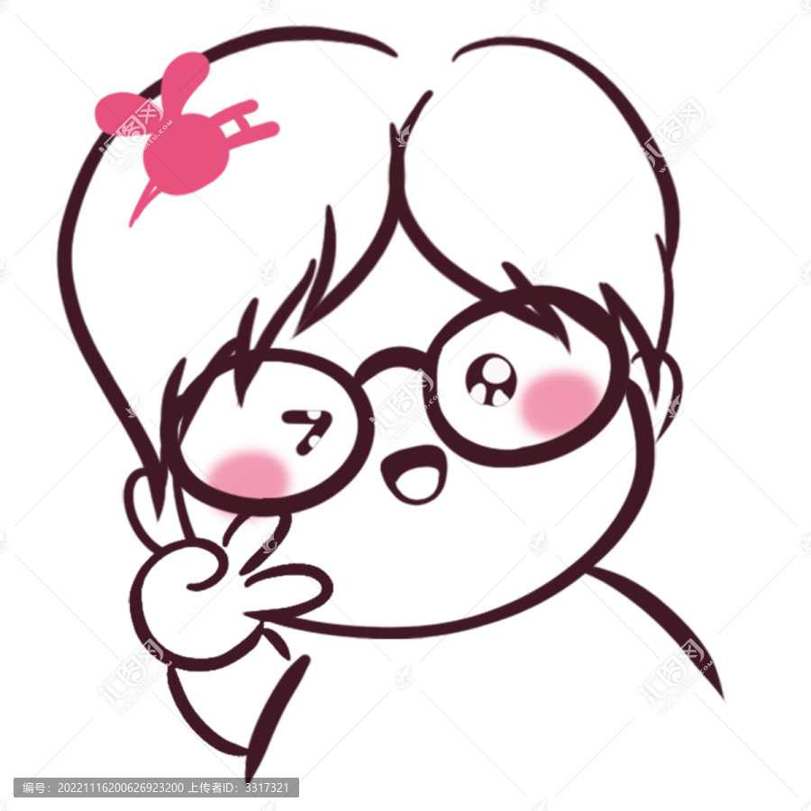 短發(fā)可愛眼鏡女孩耶
