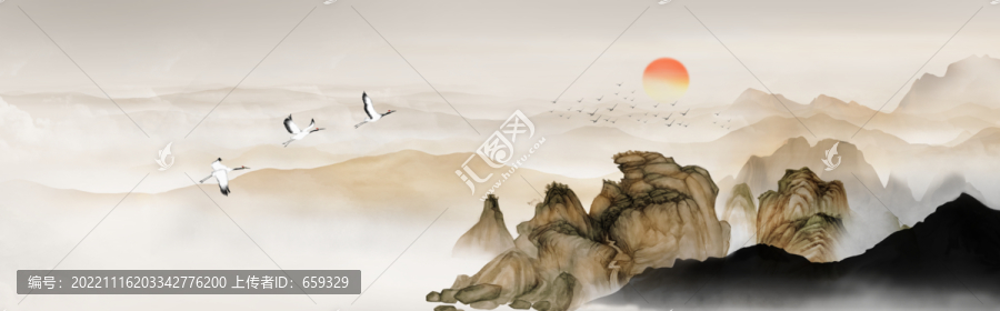 新中式山水背景墻