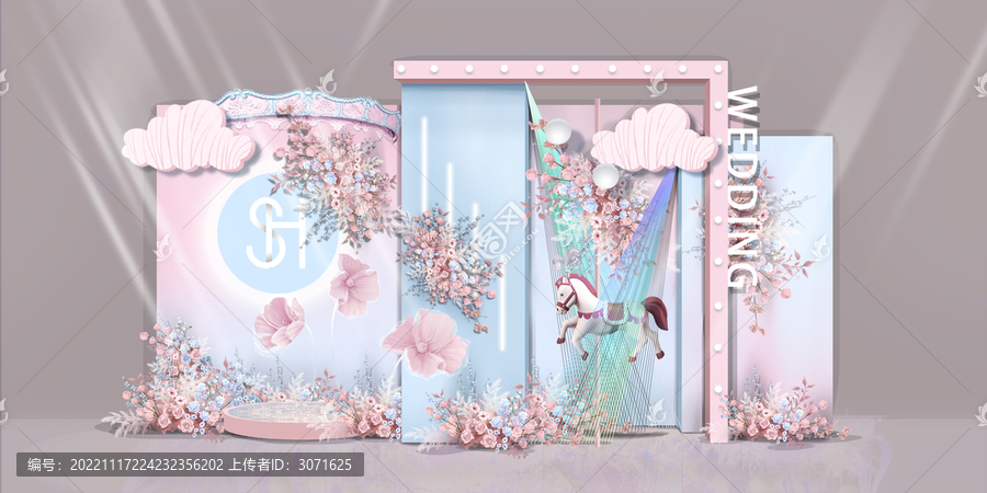 粉藍色婚禮效果圖
