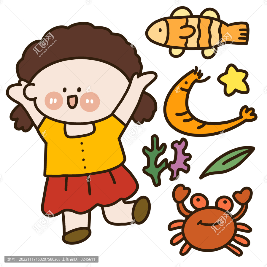 海鮮來(lái)啦手帳貼紙小豆包