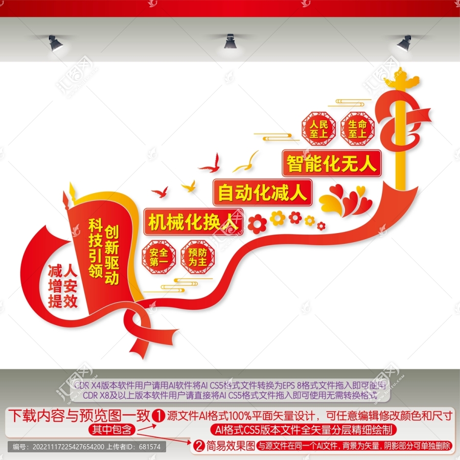 減人增安提效樓梯文化墻