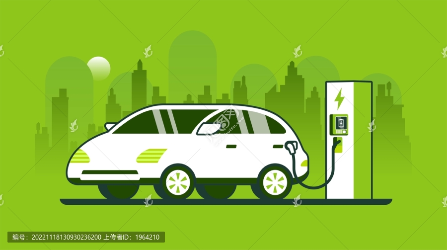新能源充電汽車簡(jiǎn)約插畫