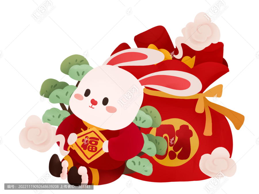 錢袋生肖兔新年元素