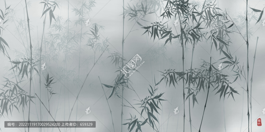 水墨竹子背景墻
