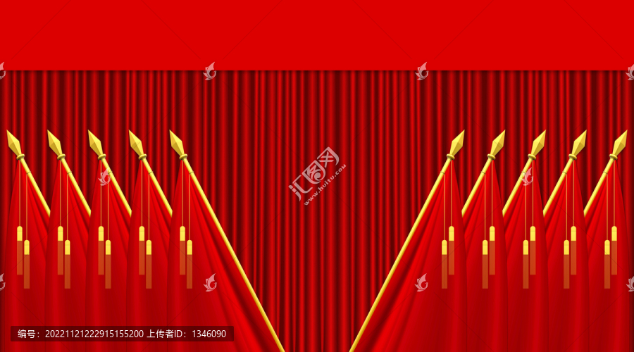 幕布背景十面紅旗