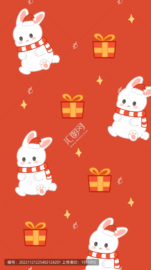 圣誕節(jié)兔子插畫(huà)