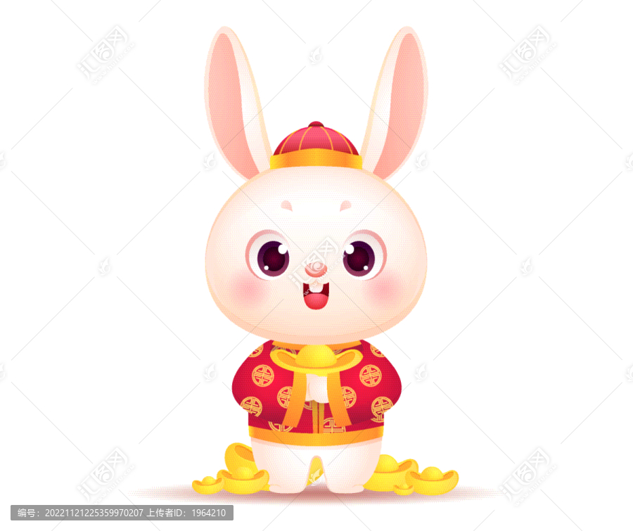 金元寶財神卡通小兔