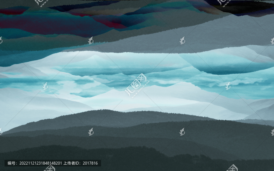 抽象簡約山水