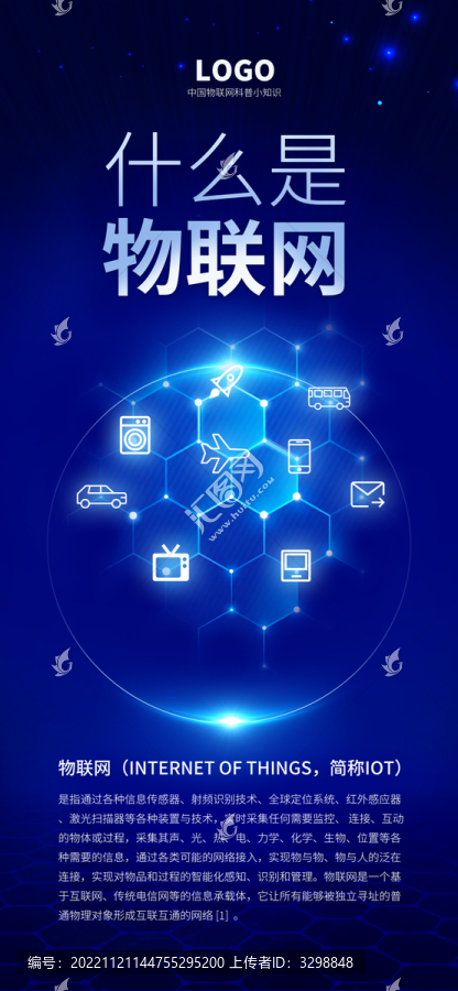 藍色科技感唯美物聯網宣傳海報