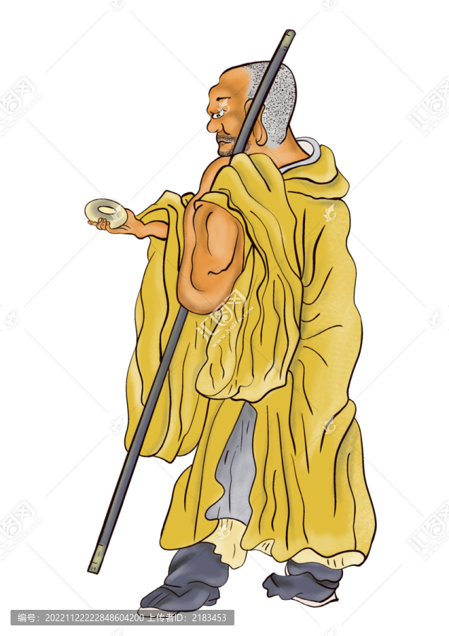 持禪杖的僧人
