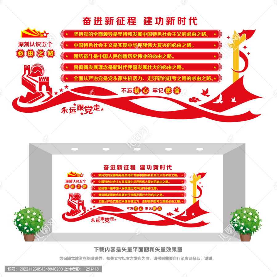 五個(gè)必由之路文化墻