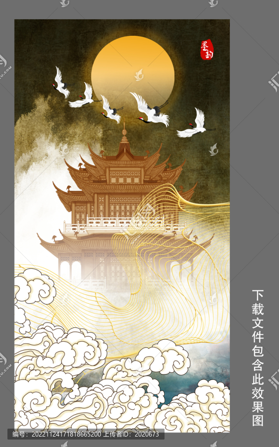 金線閣樓抽象畫