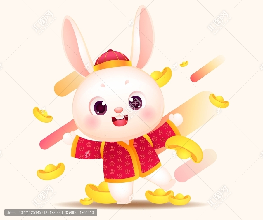 卡通發(fā)財(cái)兔矢量插畫