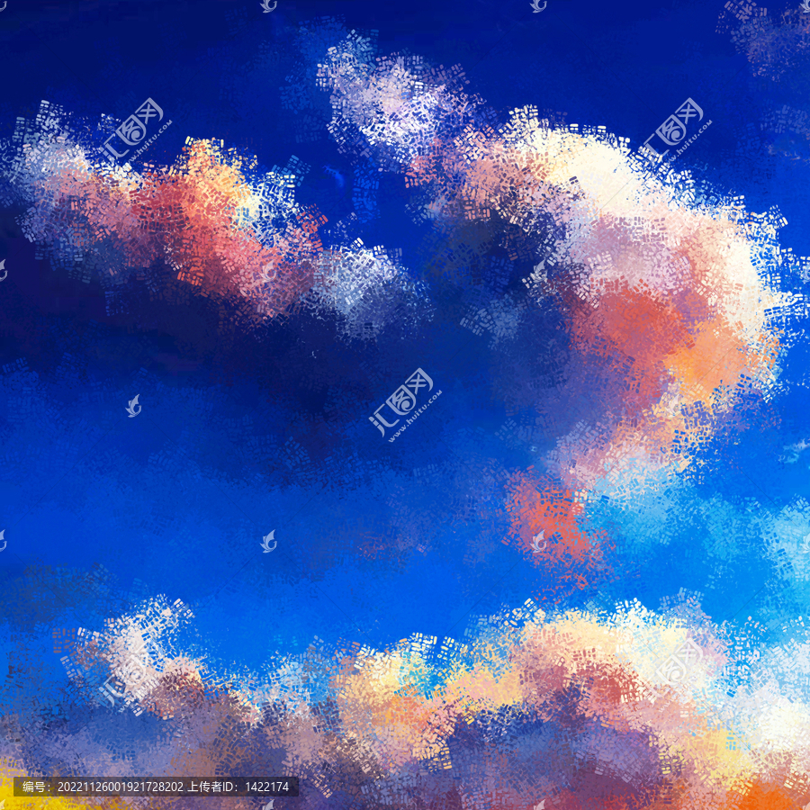 唯美天空云彩油畫