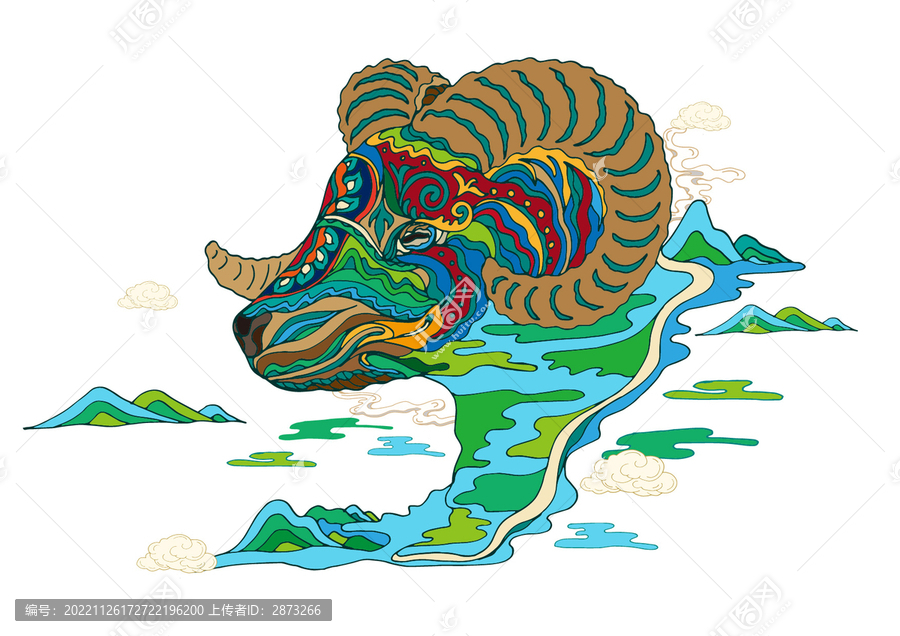 國潮羊插畫