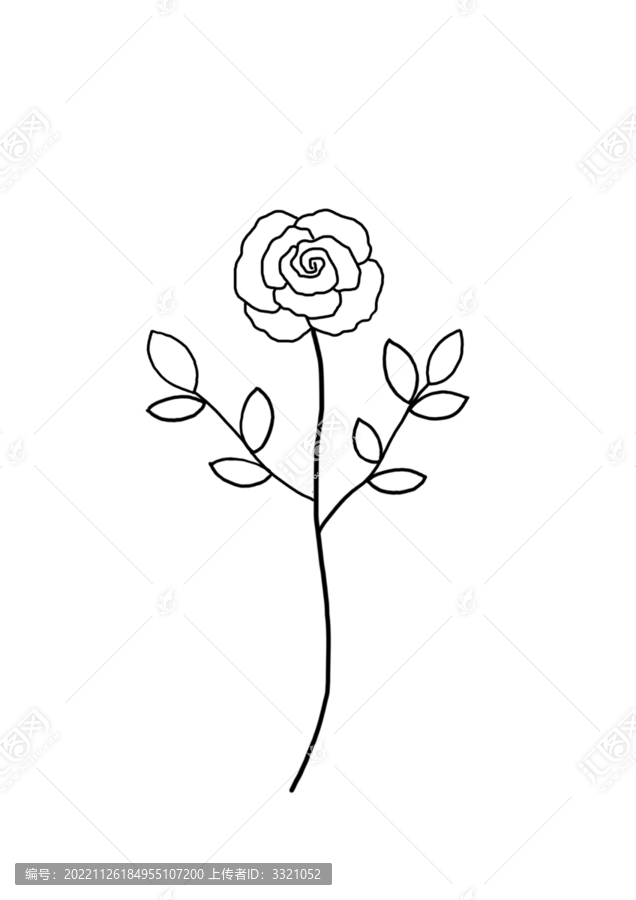 原創(chuàng)手繪簡約線條玫瑰花插畫