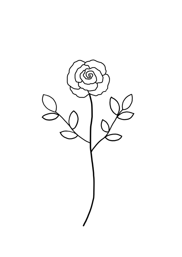原創(chuàng)手繪簡約線條玫瑰花插畫